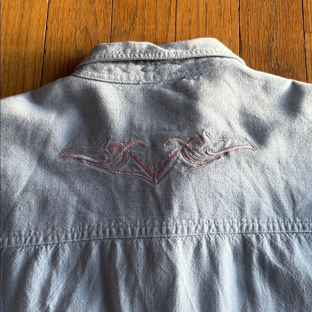 vintage worn in embroidered western style button up shirt - Picture 6 of 9